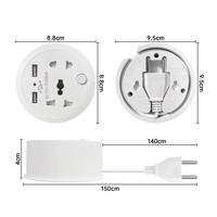 Adaptateur de voyage, prise standard ue, prise universelle blanche à cinq trous avec double prise d'alimentation USB avec câble de 1.5m