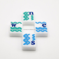 Juego de Mahjong Americano de Acrílico Pintado a Mano con Tema del Horizonte de Chicago, 160 Fichas, Azul Marino y Blanco, Set de Regalo OEM, Venta al Por Mayor