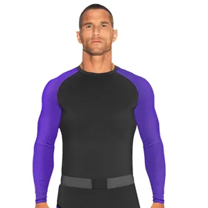 No Gi melawan Jiu Jitsu Grappling kaus kompresi kosong Bjj Mma Rash Guard wanita Custom Logo Rashguard Jiu Jitsu lengan panjang