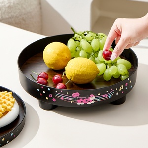 Bathroom Round Tray Wood Vanity Tray Kitchen <b>Sink</b> Storage Plant Countertop Organizer Serving Tray or Condiment Storage Rack - Product Image 5