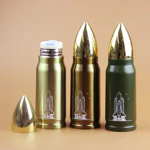 YIDING New Design sublimation blank soldier bullet cup thermoses novelty 1l bullet shaped thermoses flask With Lid for gift