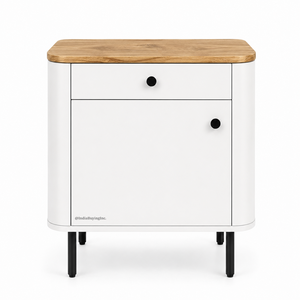 Solid Mango <b>Wood</b> 2-Door Storage <b>Cabinet</b> with White Finish & Metal Legs | Eco-Friendly Handmade Modern Bedroom Furniture - Product Image 3