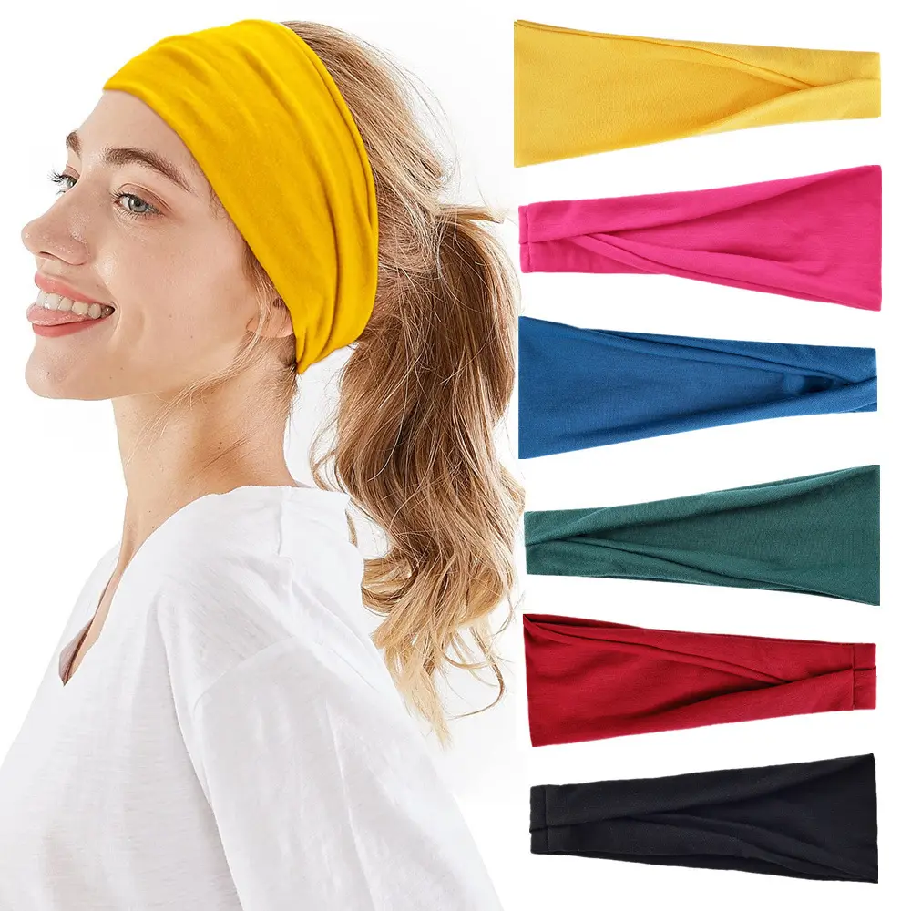 Effen Kleur Sport Yoga Haarband Zweetabsorberende Band Voor Mannen En Vrouwen Met Fitness Elastische Band Hoofdband