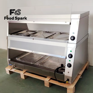 Vitrine chauffante électrique commerciale / Vitrine chauffante en verre incurvé Prix de gros d'<span class=keywords><strong>usine</strong></span> Frites Burgers <span class=keywords><strong>Poulet</strong></span> Commercial - Product Image 1