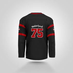 قميص هوكي عالي الجودة بتصميم مخصص مطبوع بالتسامي، طقم فريق بألوان أسود وأحمر مع شعار النسر - Product Image 4