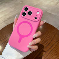 Coque en silicone liquide couleur bonbon, toucher doux, anti-salissure, pour iPhone 16 17 18 Pro Max, compatible charge sans fil, magnétique, avec grande fenêtre