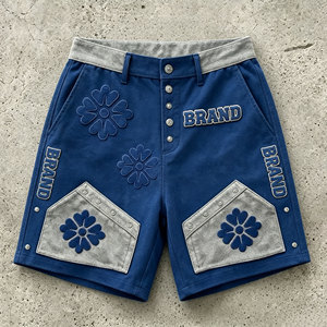 T-shirt <span class=keywords><strong>Corta</strong></span> Vintage Personalizzata con Colletto Rialzato, Chiusura a Cerniera, Ricamo Floreale, Stile Streetwear in Camoscio - Product Image 3