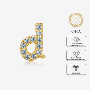 Pendientes de tuerca FUAMAY de moissanita auténtica con letras del alfabeto A, B, D, E, H, S, A-Z, de plata de ley 925 con baño de rodio, calidad D VVS1, del fabricante - Product Image 1