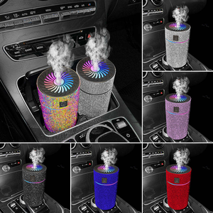 Diffuseur d'arômes USB mini pour bureau et maison, humidificateur d'air pour voiture avec lumière LED colorée et diamant rose, spray hydratant - Product Image 4