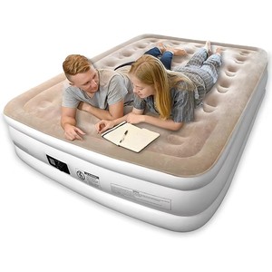 Al aire libre con bomba incorporada-Cama de aire resistente a perforaciones con cama de aire <span class=keywords><strong>Queen</strong></span> superior flocada impermeable - Product Image 1