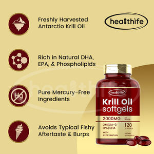 Özel etiket takviyeleri lal kırmızı kril yağı yumuşak kapsüller 2000mg omega 3 6 9 balık yağı antarktika Krill yağı Softgel - Product Image 4