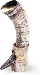 Corne à boire personnalisée de qualité supérieure avec logo, fabriquée à la main, en corne naturelle, style Viking, pour la bière, cadeau promotionnel pour les marques et les événements, en vente - Product Image 3
