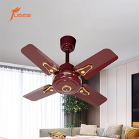 Ventilateur de plafond marron café 24 pouces, design africain, électrique, décoratif, pour salon, 4 pales métalliques