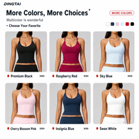 Débardeur de yoga à séchage rapide pour femme Dingtai, col en V, dos croisé, soutien-gorge de sport push-up sans manches pour la gym et l'entraînement