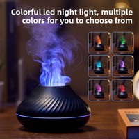 Nouvel humidificateur ultrasonique rechargeable à sept couleurs avec éclairage d'ambiance, simule une flamme, diffuseur d'arômes pour l'environnement domestique
