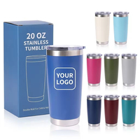 Gobelet isotherme pour voiture en acier inoxydable 304 à double paroi de 20 oz avec logo personnalisé, revêtement en poudre, gobelet de voyage pour café avec couvercle