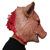 Masque intégral en latex de cochon zombie sanglant avec cou, effrayant, d'horreur, pour Halloween, cosplay, tendance, accessoire de fête costumée pour maison hantée
