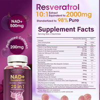 Gummies OEM au Resvératrol, Vitamine, Biotine, Collagène et NAD+ pour le Soin Quotidien de la Peau