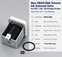 Nouvelle vanne solénoïde d'encre solvant HB451866 pour imprimante jet d'encre RX1/UX/GU H, pièces détachées avec garantie d'un an