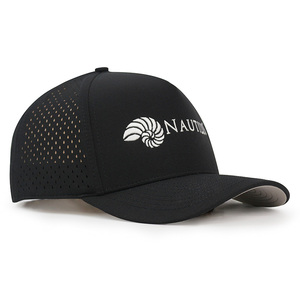 Casquette de golf imperméable Hydro pour <span class=keywords><strong>homme</strong></span>, performance respirante, blanche, en maille découpée au laser, logo brodé, 5 panneaux, visière incurvée, snapback - Product Image 3