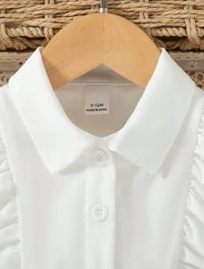 卸売幼児女児服セットノースリーブフリルシャツ+レタープリントデニムジーンズパンツ2点セット服セット - Product Image 5