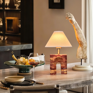 Lampe de table LED portable moderne avec abat-jour en tissu, sans fil, à intensité variable par toucher, luminaire de bureau en céramique pour chambre à coucher, chevet, restaurant - Product Image 1