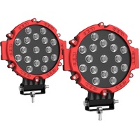 Feux de travail LED 7 pouces 51W Camions Noir Rouge Spot Faisceau large Feux de conduite Antibrouillard Nouveau Auto 4X4 Accessoires tout-terrain ATV Bateau 12V 24V