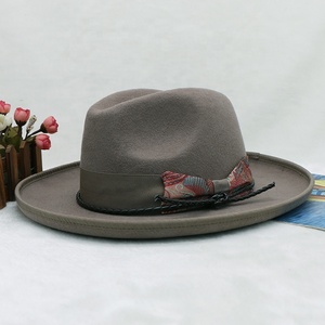 Mujeres Hombres Unisex Lujo Clásico Ala Ancha Rollo Lana Pork <span class=keywords><strong>Pie</strong></span> Brim Panamá Fedora Sombrero de fieltro para fiestas Muestra gratis disponible - Product Image 6