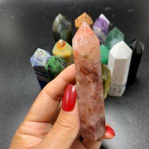 Diferentes piedras preciosas, cristal de turmalina natural 100%, punto de piedras preciosas, reiki, curación, varita de cristal, decoración del hogar - Product Image 3