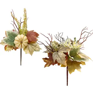 2024 Neue Halloween-Zweige mit Ahornblättern und Kürbissen künstliche Halloween-Dekoration Zweige