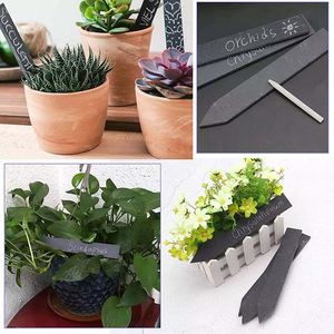 Étiquettes de marquage pour plantes en <span class=keywords><strong>ardoise</strong></span> noire personnalisées en gros, 20x3 cm, avec craies pour jardin, pépinière - Product Image 3