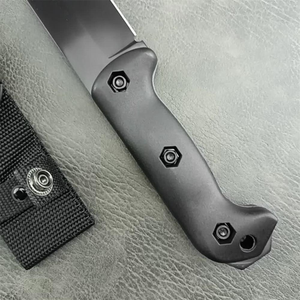 Cuchillo de hoja fija negro, hoja 8Cr13Mov, mango trenzado de nailon, herramientas multifuncionales EDC para acampar al aire libre, pescar, con funda - Product Image 4
