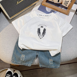 Completo Estivo per Bambini con Maniche Corte e Motivo a Ali, Stile Coreano, Abbigliamento per Bambini, Set Leggero per Neonati <span class=keywords><strong>di</strong></span> 1 Anno - Product Image 3