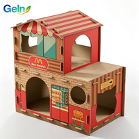 Villa de luxe personnalisée à 2 étages en carton ondulé pour chat, avec plateforme à gratter, pour chats d'intérieur et chatons, pour dormir