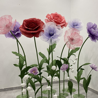 Kombinasi Bunga Kertas Buatan Poppy Peony Anggrek, Digunakan untuk Dekorasi Jendela, Latar Belakang Pernikahan