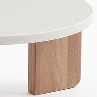 Table basse en pierre de Quartz, pieds en bois massif, de style moderne, Unique, meuble de salon, idéal pour les loisirs, 4 pièces