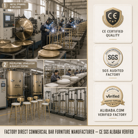 Comptoir de bar haut rond, comptoir de réception, table de bar pour la maison, tabourets de bar commerciaux, ensemble de bar avec structure en fer forgé