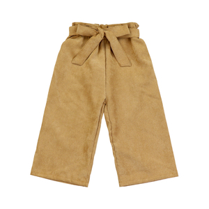 Celana Panjang Anak Perempuan Warna Khaki Model Kaki Lebar Bahan Corduroy dengan Sabuk Produsen Cina Grosir Celana Jogging Anak Katun - Product Image 6