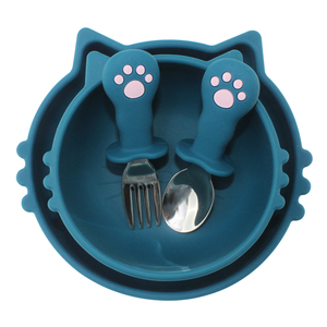 Bebekler İçin Modern Silikon Mama Seti OEM/ODM Özel Logo Dökülmez Ergonomik Tasarım Gıda Teması Güvenli Çatal Kaşık - Product Image 4