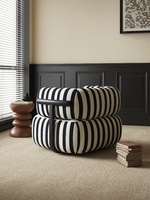 Sofá Individual Retro a Rayas para Vestíbulo de Hotel, Casa de Huéspedes, Silla Creativa de Ocio, Muebles para Sala de Estar de Apartamento o Villa