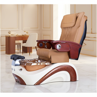 Ensemble professionnel de fauteuil de pédicure et de spa pour les pieds, de luxe, marron, classique, sans tuyauterie, avec fonction massage et bain à remous, pour salon de manucure, vente en gros