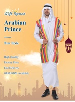 Costume de fête d'Halloween pour adulte, costume de sheik arabe, kaftan musulman islamique, costume de prince arabe ancien à manches longues pour homme