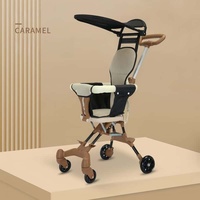 Poussette bidirectionnelle à quatre roues confortable, légère et pliable pour bébé avec conception de poche panoramique