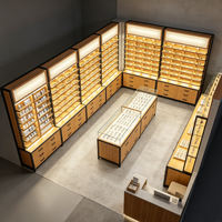 Étagère de présentation en verre trempé, vitrine anti-éclats, mobilier pour magasin d'optique et aménagement intérieur complet du magasin