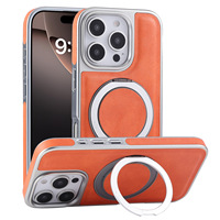 Étui de téléphone en cuir magnétique rotatif pour Apple 16promax, coque de protection anti-chute électroplaquée pour iPhone 15, 14, 13, 12