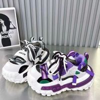 Baskets Chunky Y2K pour Femme à Semelle Géométrique, Plateforme Renforcée, Sangle Tactique et Fermeture Velcro, Style Dad Shoes