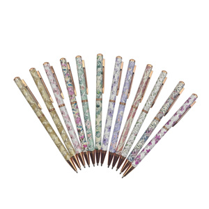 12 Color Custom Personalized Flower Leaf Pattern Printing Slim Metal Ballpoint <b>Pen</b> for Women Girls Wedding Office - Product Image 1