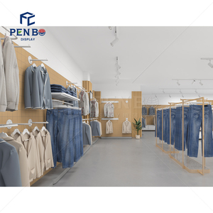 Espositori Vintage in Legno per <span class=keywords><strong>Jeans</strong></span>, Scaffali per <span class=keywords><strong>Negozi</strong></span> di Abbigliamento, Arredamento per <span class=keywords><strong>Negozi</strong></span> di <span class=keywords><strong>Jeans</strong></span> - Product Image 1