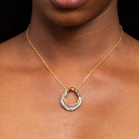 Collier pendentif double cercle en laiton plaqué or et argent unique et personnalisé, bijoux de créateur de mode, fabrication en usine