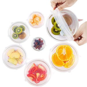 Reutilizable Flexible <span class=keywords><strong>tapas</strong></span> de silicona 6 piezas alimentos de silicona sello cubierta stretch <span class=keywords><strong>tapas</strong></span> conjunto - Product Image 2